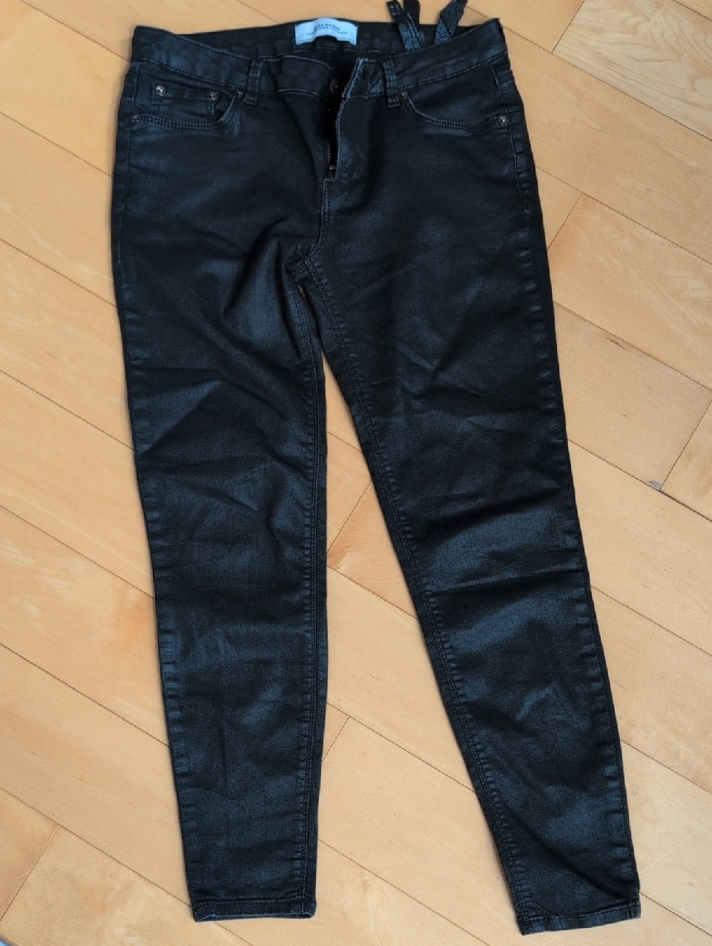 Zara Black Coated Skinny Jeans for Women